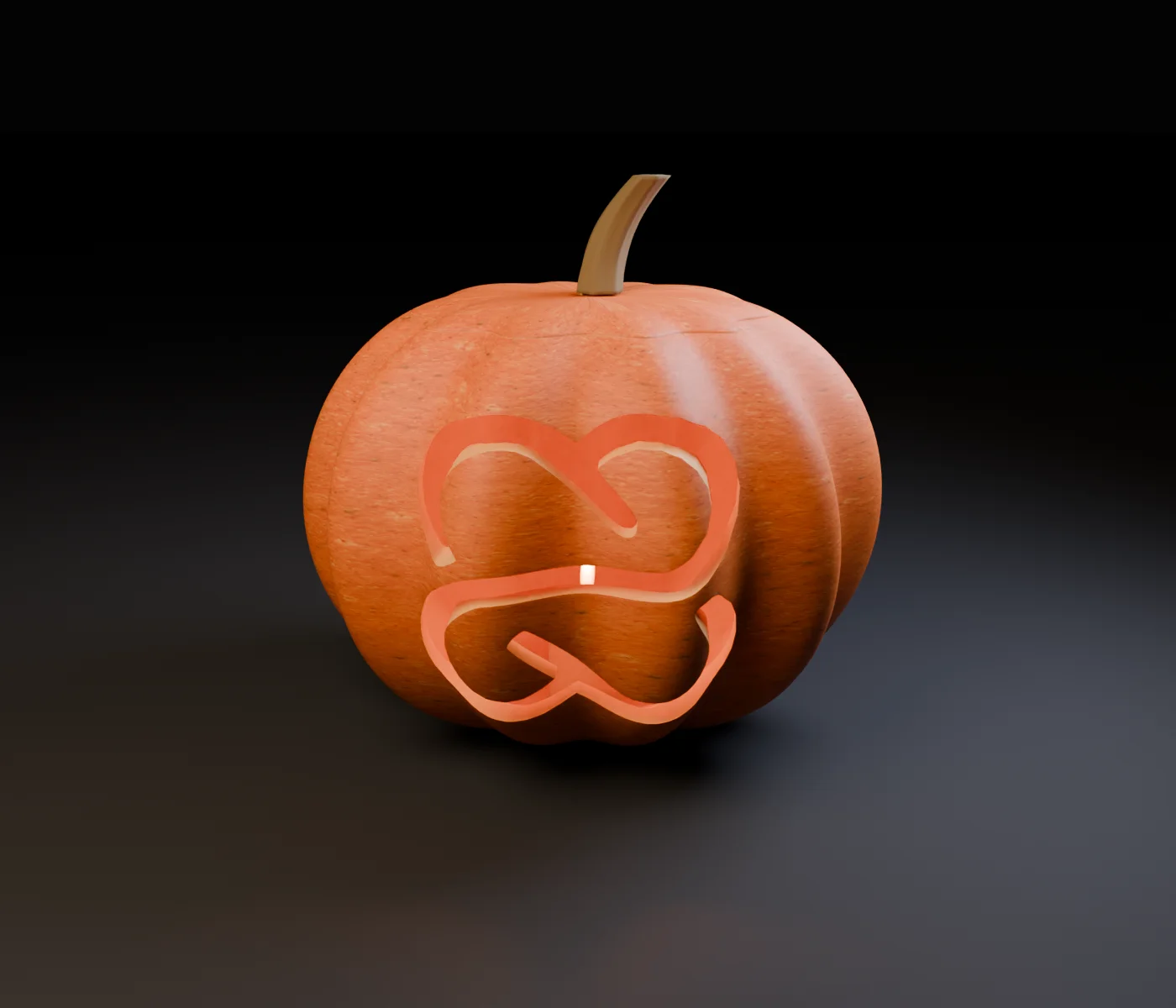 An organic orange pumpkin with the official Crafter Station symbol cut through its thick shell and an amber candle inside.
